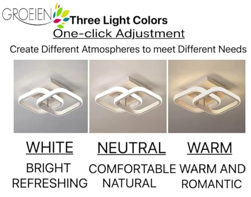 Image of Groeien 22W | 3 Color Modern LED Twin Loop Ceiling Lamp for Entrance Hallway Office Bedroom Kitchen Living Room Ceiling Light Lighting Fixtures(Warm+Natural+Coolwhite)(Twin Loop, 1, Count)