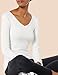 Amazon Essentials Women's Slim-Fit Layering Long Sleeve Knit Rib V-Neck Shirts (Available in Plus Size), Pack of 2, White, XX-Large