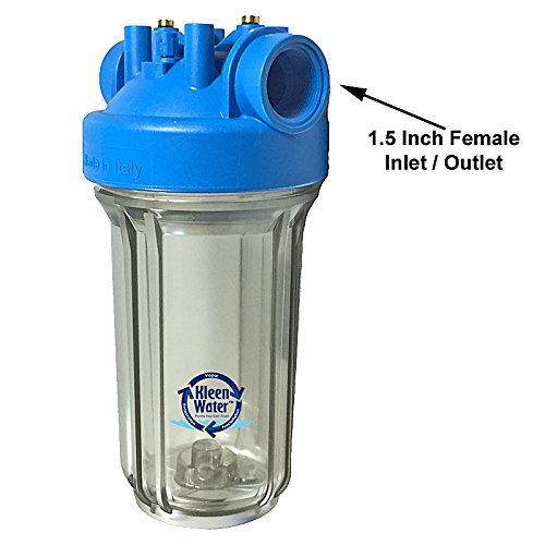 Kleenwater Premier Chlorine Whole House Water Filter System, Carbon Block Filters Set Of 3, Transparent Housing, 1.5 Inch Inlet/Outlet, Wrench, Mounting Bracket And Hardware #TOP1