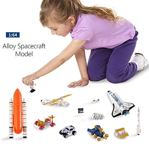 Space Shuttle Exploration Toy Playset - Kids Aerospace Space Station With Diecast Alloy Spaceshuttle, Fuel Tank, Rocket, Rovers, Airplane, Vehicles, Satellites, Astronaut Figures & Accessories #TOP3
