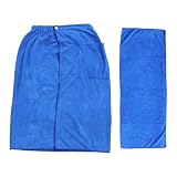 Toyvian Mikrofaser Herren Bademantel Badeumhang mit Taschen Schnell Trocknender Saugfähiger Badewickel Leichter Badeumhang für Strand Sauna Hotel Atmungsaktiv und Bequem Weiß und Blau