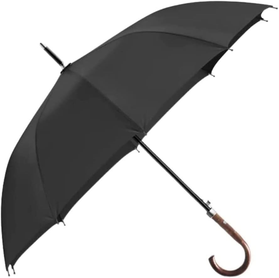 Windproof Travel Umbrella Retro Golf Umbrella Extra Large Automatic Open Rain Stick Umbrella With Wooden Handle Gentleman Canopy Vented Umbrella Stand up To Snow Storm