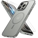 Miracase Magnetisch für iPhone 15 Pro Hülle Kompatibel Mit MagSafe[mit 2 Schutzglas] Militärnorm Schutz Anti-Fingerabdruck Schlanke Ausführung Handyhülle für iPhone 15 Pro 6,1 Zoll, Titan Natur