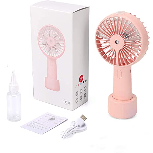 Small Handheld Misting Fan, Portable Mister Fan With 20Ml Water Tank Rechargeable Usb/Battery Operated Spray Water Fan Mist Personal Cooling Fan 3 Speeds Strong Wind For Camping， Travel ，Outdoors，Pink #TOP6