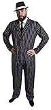 I LOVE FANCY DRESS Disfraz DE Gangster Americano O Italiano DE 1920S para Adultos Conjunto con Sombrero Negro Rayado con Faja Blanca(M)