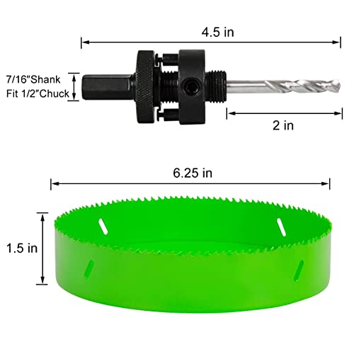 Hlofizi 6-1/4 Hole Saw 6.25 Bit Hss Bi-Metal Cutter For Wood Metal Drywall Sheetrock Plastic With 1.5 Inch Deep #TOP3