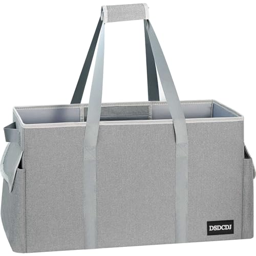 DSDCDJ Large Utility Tote Bag with Hard Bottom & Sides