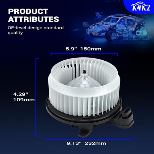 Image of 700298 HVAC Heater Blower Motor with Fan Compatible with 2011-2020 Toyota Sienna, 2008-2020 Toyota Sequoia Replace #87103-0C051, 75050, 871030C051