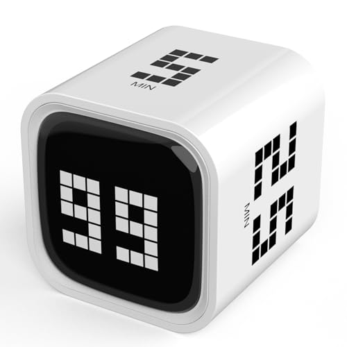 Image of Rotating Focus Timer, 5 /25 /10 /60-Minute Pomodoro Timer, Desk Flip Countdown with Vibration & Volume Control, ADHD-Friendly Tool for Office, Study, and Kitchen (White)