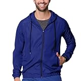 SELENE Jaqueta Corta Vento Masculina com Capuz e Bolso, Royal, GG