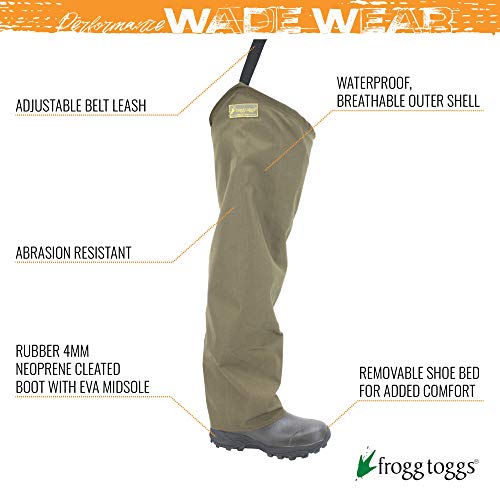 Frogg Toggs Brush Hogg Heavy-Duty Nylon Bootfoot Hip Waterproof Fishing Wader for Fishing, Cleated Outsole2