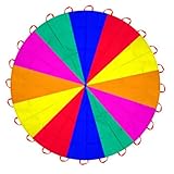 Dulousia Parachute 16.4ft - Gymnastics Parachute with Handles for Children Group Team Cooperative Games,Indoor Outdoor Gym Class Rainbow Parachute Birthday Church VBS Activity Field Days Supplies