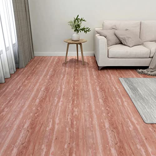 HOMIUSE Baldosas de PVC autoadhesivas, 55 unidades, 5,11 m², color rojo, PVC, para suelo laminado, para azulejos, aspecto de madera, revestimiento de pared, lámina autoadhesiva para cocina, baño,