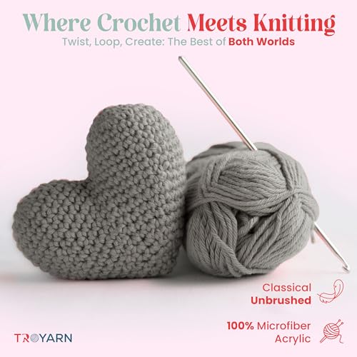 Image of TROYARN Summer (4- Skeins Pack) Silk Effect Hand Knitting Yarn Crochet Art Lace Craft 100% Microfiber Acrylic 4x100 gr (4x383 yds) (105087 - Coal Grey)