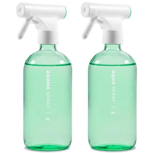 MaisoNovo Green Glass Spray Bottle 16.9 oz Pack of 2 - Green Spray Bottles for Plants with Fortified Glass & Fine Mist - Ideal for Plant Care, Gardening, Misting, Seedlings & Indoor Plants - 16 Labels