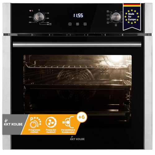 Einbau-Backofen (60cm, 70 l, 2,8kW, Heißluft, Grill-/Brat-System, Wärmeschutzverglasung, TouchSelect Sensortasten, Edelstahl und Gas) EB8005ED - KKT KOLBE