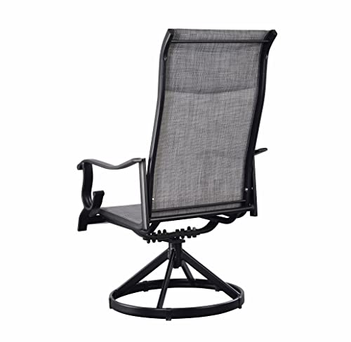 Pebble Lane Living All Weather Rust Proof Indoor/Outdoor Powder Coated Aluminum Swivel Rocking Quick Dry Padded Sling Patio Dining Arm Chairs, Uv & Mold Treated, Black, 24" W X 32" D X 38" H, Set Of 4 #TOP1