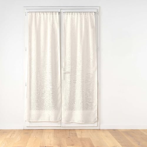 Douceur d'Intérieur, Paire Droite Passe-Tringle (2 x 70 x 200 cm) Haltona Naturel, Effet Lin Tissé