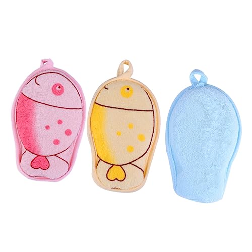 Anneome 3 piezas Esponja de Baño para Bebés Suave y Absorbente Esponja de Animales de Caricatura para Ducha Infantil Pez Rosa Azul y Amarillo