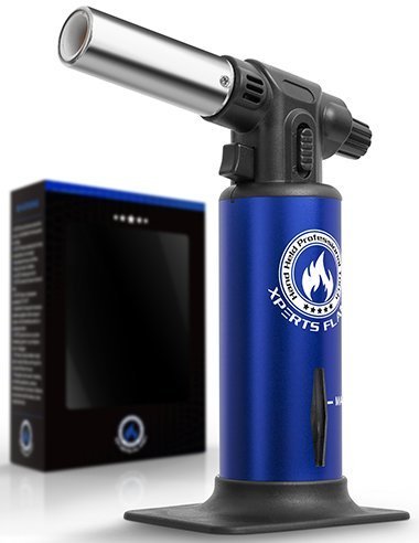 Kitchen {Culinary} Torch | Cooking Torch For Creme Brulee | Butane Blow Torch For Home & Pro Chefs | Safety Lock & Adjustable Flame (Blue)