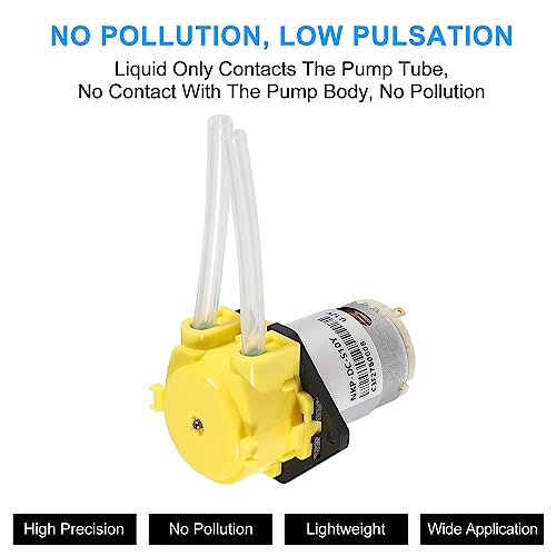 Image of 2Pcs DC 12V Peristaltic Pump DIY Small Liquid Dosing Pump for Aquarium Lab Analytical - Yellow