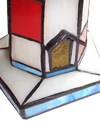 Ht Tiffany Style Small Night Light Christmas Lighthouse Shaped Table Lamps, 6 Inch Wide 11 Inch Tall Stained Glass Shade, For Living Room Bedroom Bedside Nightstand #TOP5