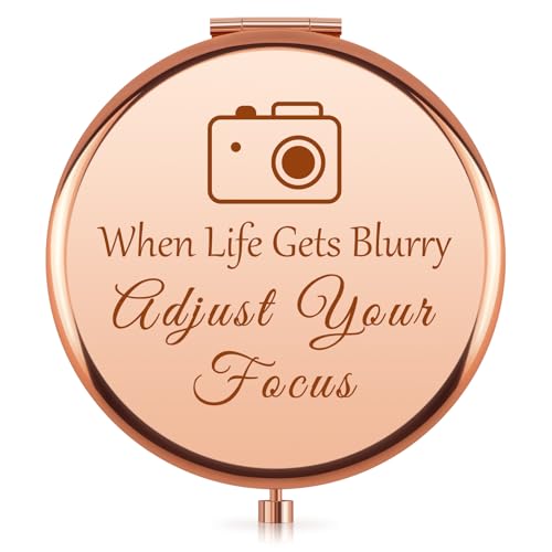 Photography Lovers Compact Mirror, Rose Gold Gift for Women