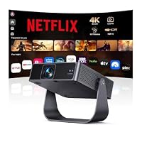 Smart Projector [Compatible with Netflix/Disney/Live TV & 330 Rotatable] Mini Portable Projector 4K Auto Focus& 6D Keystone, PUTRIMS 1080p Projectors WiFi Bluetooth for Home Outdoor Garden