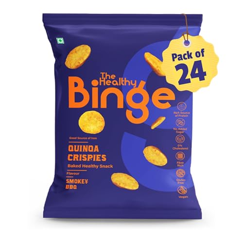Image of The Healthy Binge Quinoa Baked Chips Smokey BBQ - Healthy Snacks | Baked Snacks | No Palm Oil | Protien Rich | Healthy Snacks for Kids and Adults 40g (Pack of 24)