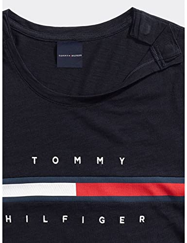 Tommy Hilfiger Women's Adaptive T Shirt With Magnetic Closure Signature Stripe Tee, Sky Captain #TOP2