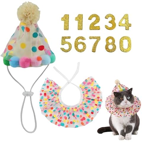 Arogheiz Cat Bandana Hats Costumes for Cats, Cute Princess Lace Dog Bandanas and Cat Hats Accessories for Cats Small Dogs for Birthday Party (Beige) Cover