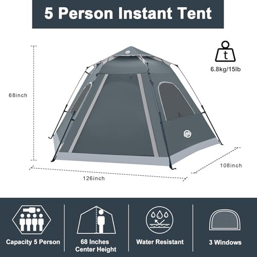 ADSMART 5 Person Instant Tent
