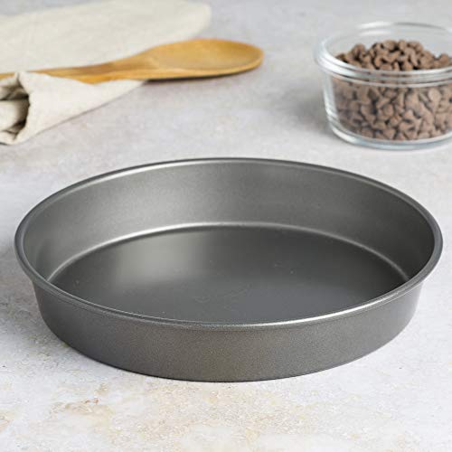 Cooking Light 9 Inch Round Baking Cake Pan Carbon Steel Quick Release Coating, Non-Stick Bakeware, Heavy Duty Performance, Gray #TOP4