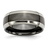 Jewelry Pilot 8mm Chisel Black Ti™ Two Toned High Polish Finish Titanium Wedding Band - Size 11