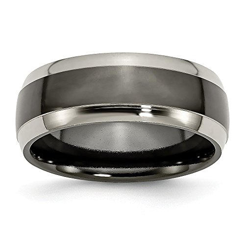 Solid Titanium Black Titanium Two Toned Edge 8mm Men's Wedding Band Ring Comfort-Fit Size 11