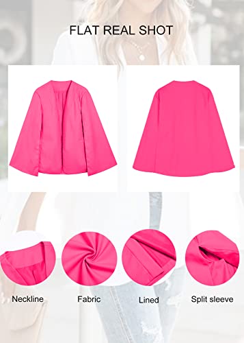Flybony Cape Sleeve Blazer Jackets For Women Elegant Casual Hot Pink Blazer, L #TOP5