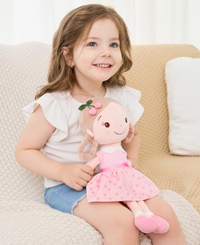 Miniatura 6 de Gagaku Muñecas Trapo Para Niñas 40.6cm Tela Suave Ángel Guardián Regalo De Bautizo Para Niña Con Alas Peluche Amuleto De La Suerte Para Niños De 1-6 Años- Niña Cereza
