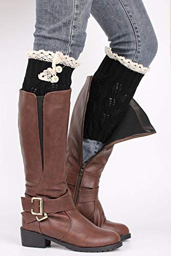 Our Super Deals 6 Pack Women Crochet Knitted Button Lace Trim Boot Cuffs Leg Warmer Socks #TOP6