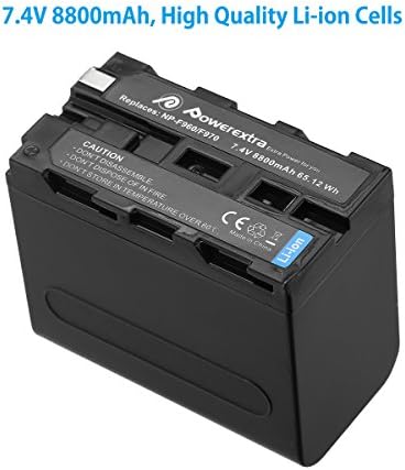 NP-F970,NP-F960,NP-F930,NP-F950,Powerextra 2x8800mAh Replacement Battery Compatible with Sony DCR-VX2100,DSR-PD150,DSR-PD170,FDR-AX1,HDR-AX2000,HDR-FX1,HDR-FX7,HDR-FX1000,HVL-LBPB,HVR-V1U,HVR-Z1P