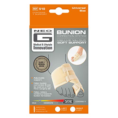 Neo G Bunion Corrector, Soft Support - for Big Toe Alignment, Hallux Valgus Correction, Inflammation, Pre/Post-Operative Aid - Malleable Metal Splint - Class 1 Medical Device (Left)
