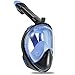 Vaincre 180° Full Face Snorkel Mask Panoramic View Anti-Fog,Anti-Leak Snorkeling Design with Adjustable Head Straps-See Larger Viewing Area Than Traditional Masks for Adults Youth (Black/Blue S/M)