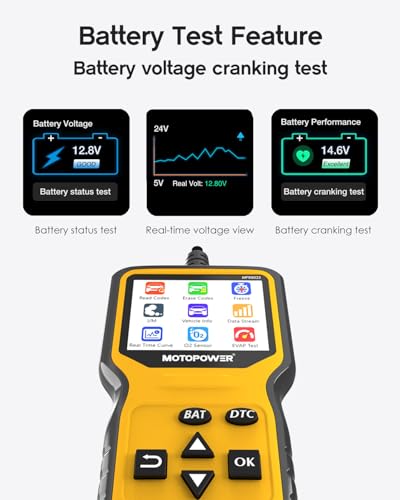 MOTOPOWER MP69033 Pro OBD2 Scanner Code Reader Check Engine Fault Light Diagnostic Scan Tool with Battery Tester - Image 6