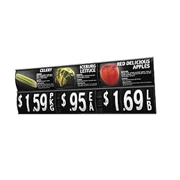 Produce Track Signs with Tape Matte Black Plastic 6 Channel Unframed - 48"L