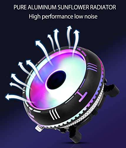 Yaodhaod Cpu Air Cooler, Be Quiet Rgb Cpu Cooler Fan, Black Aluminum Fins Intel/Amd4 Universal Socket Hydraulic Bearing 75W Cpu Cooling Fan (Color Led) #TOP2