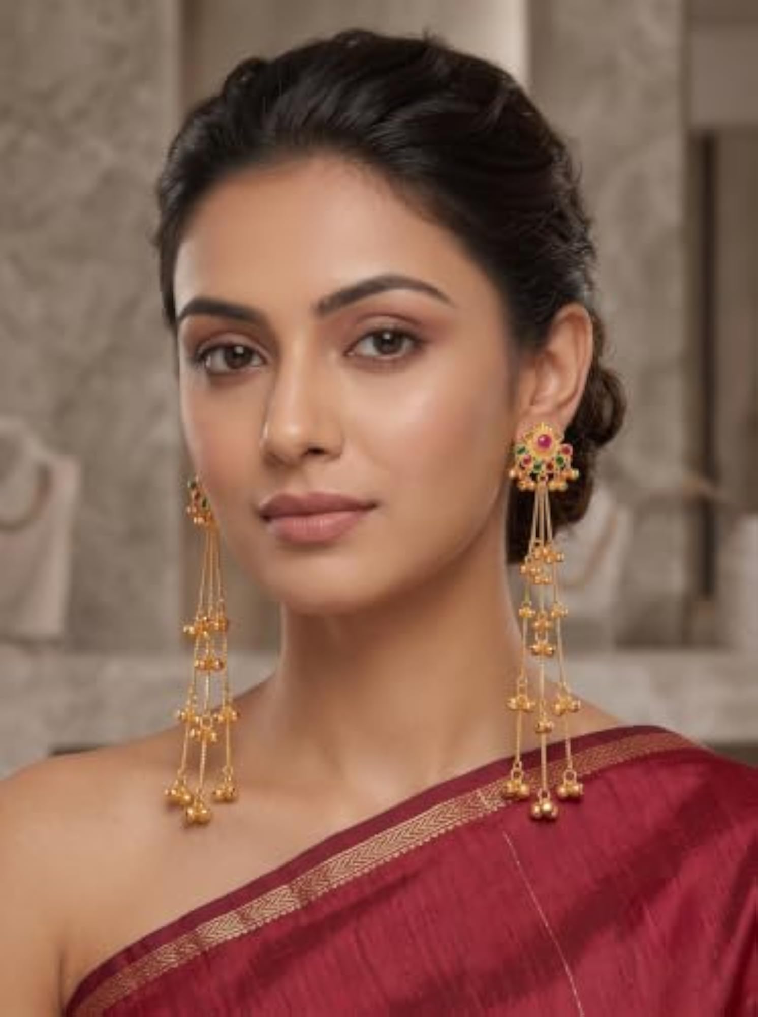 Women's Traditional Kashmiri Long Chain Dangle Earrings