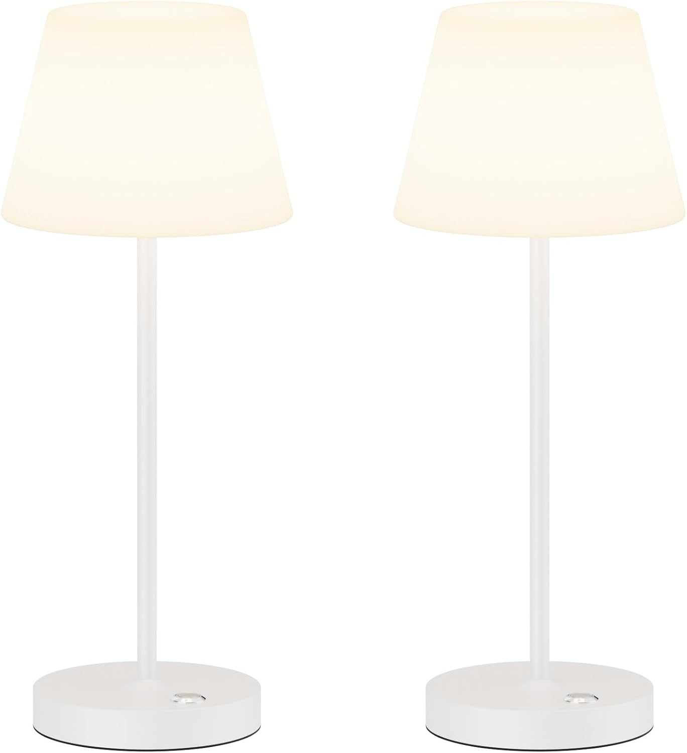 2 Pack Battery Operated Table Lamps, 6000mAh Cordless Battery Powered Desk Lamp, Modern LED Outdoor Waterproof White Acrylic Table Lamps (White)