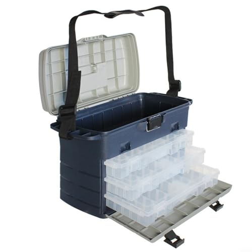 GANCEI Three-Layer Fishing Tackle Box Featuring Clear Top View and Custom Compartments, Lightweight Robust Case for Organizing Bait Containers, Lures