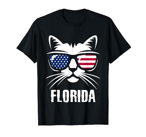 Bandiera USA Florida Funny Cat Maglietta