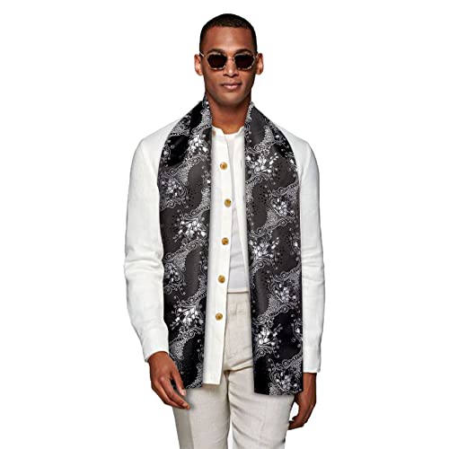 Yohowa Silk Scarf For Men/Women Black Lightweight Print Fashion Paisley Scarves Neckerchief Autumn Winter Boxed #TOP21