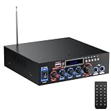 PROZOR Amplificatore Audio 800W HiFi Stereo Bluetooth 5.0 Power Amplifier con Telecomando Volume Regolabile Supporta AMP Digital Sound Radio FM Radio TF SD Card Due microfoni per Auto e Casa